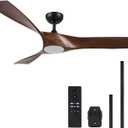 VONLUCE Ceiling Fan with Light and Remote Control, 52 Inch Modern Fan with 3 Blades Noiseless DC Motor for Bedroom, Living Room, Kitchen, Study, Walnut