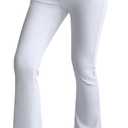 roswear Women's Trendy Stretchy Flare Jeans Mid Rise Bootcut Curvy Denim Pants (White, M)
