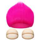 Funny Crazy Wig with 2 Hairnet Hairy Headband Novelty Crazy Hair Wig Costume Accessory for Parties Cosplay Halloween (Rose Red)