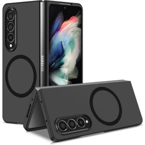 CCSmall Magnetic Phone Case for Samsung Galaxy Z Fold3 5G, Military-Grade Shockproof Protective Cover Case Built-in Magnetic Ring for Samsung Galaxy Z Fold 3, MS Black