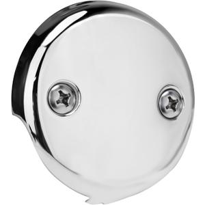 Universal Bathtub Overflow Drain Face Plate 2 Hole Tub Overflow Drain Plate Matching Screws(Chrome)