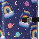 PU Leather Journal Notebook 6-Ring Refillable Journal Rainbow Jar Space Planets Stars Magnetic Closure Budget Planner A5 Binder Portfolio for Travel Office Meeting (9.2x6.7inch)