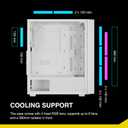 GAMDIAS White ATX Mid Tower Gaming Computer PC Case with Side Tempered Glass, Preinstalled 4X 120mm ARGB Fans, Support Up to 6X 120mm Fans, 360mm AIO/Radiator, 340mm GPU/VGA, 160mm CPU Air Cooler