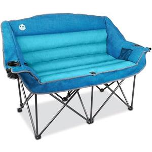 Northroad Oversized Double Camping Chair, Fully Padded Loveseat, Heavy Duty Folding Duo Chair w/Cup Holders, Armrests & Carry Bag, Supports up to 600lbs, Blue