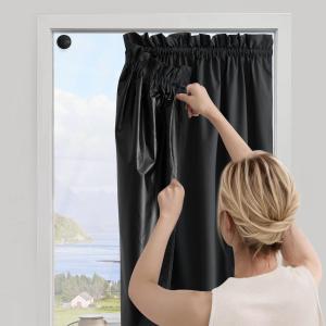 NICETOWN Portable 100% Blackout Curtain with Suction Cups for Doorway, Guard Blinds for Window Travel Drape W52 x L78 - Black Out Window Cover Rod Pocket Shade for Bedroom, Privacy Protection, 1 Panel