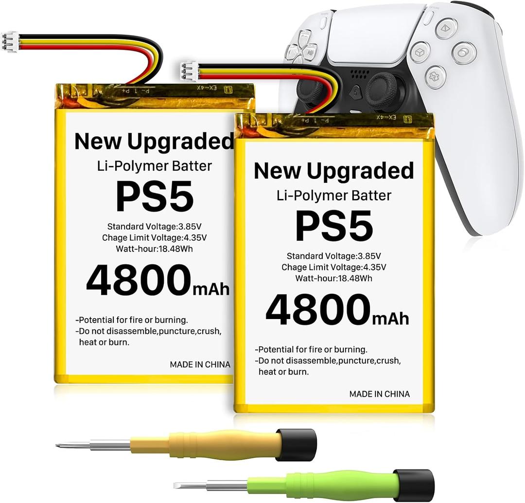 SHENMZ PS5 Controller Battery, 2 Pack High Capacity 4800mAh LIP1708 Li-ion Replacement Battery for Sony PlayStation 5 Dualsense Controller CFI-ZCT1 W B U Replace PS5 Batteries Pack