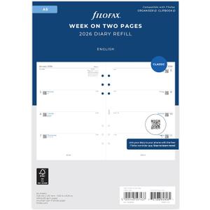 Filofax A5 week on two pages English 2026 diary 26-68522