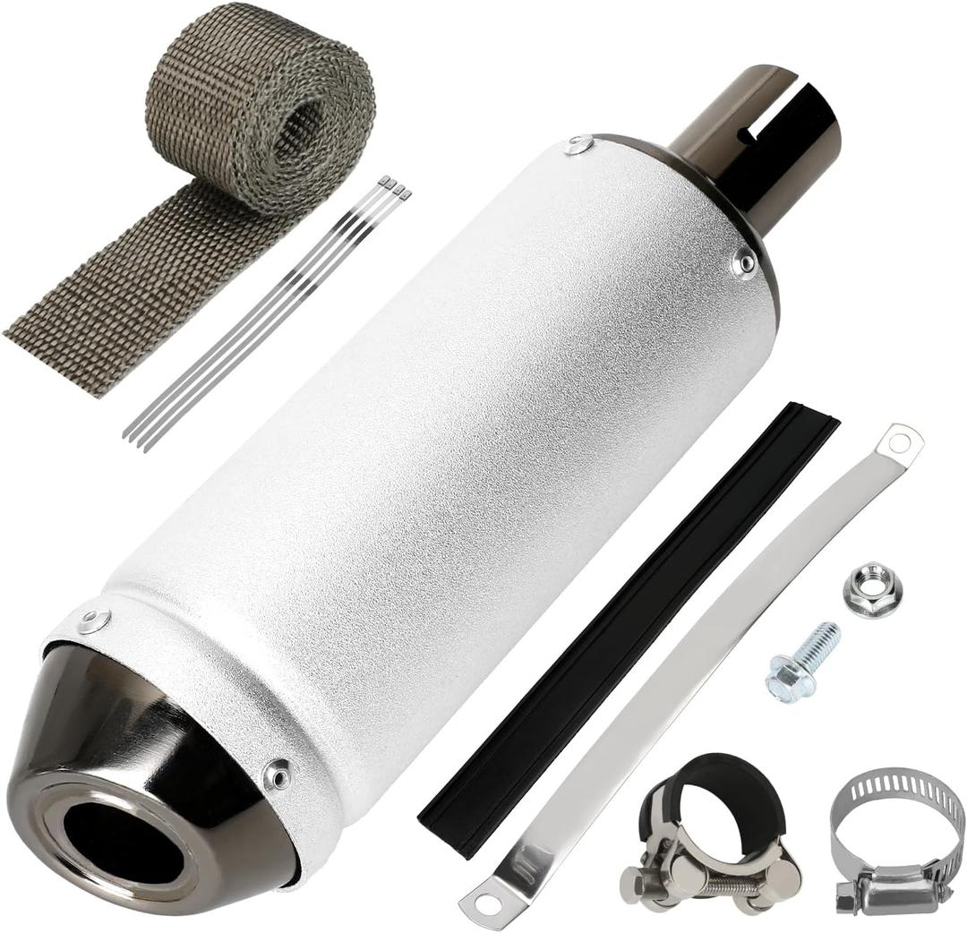28mm Exhaust Muffler Silencer Compatible with 125cc 110cc 50cc 90cc Pit Dirt Bike CRF50 SSR Tao tao Coolster Apollo, 1.1" Universal Motorcycle Slip on Muffler for ATV Mini Bike Go Kart Parts