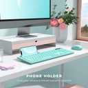 Wireless Keyboard and Mouse for MacBook, Vivefox Teal Wireless Keyboard with Phone Holder, USB A & Type C Receivr, Full-Size Combo for Mac, MacBook/Air/Pro Windows PC Computer, Mint Green