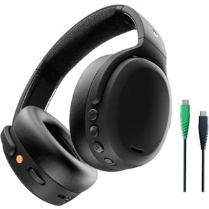 Skullcandy Crusher ANC 2 Wireless Over-Ear Bluetooth Headphones with Extra USB-C Charging Cable, Multi-Sensory Bass, Active Noise Cancelling, 60 Hours Battery, Microphone iPhone Android - True Black