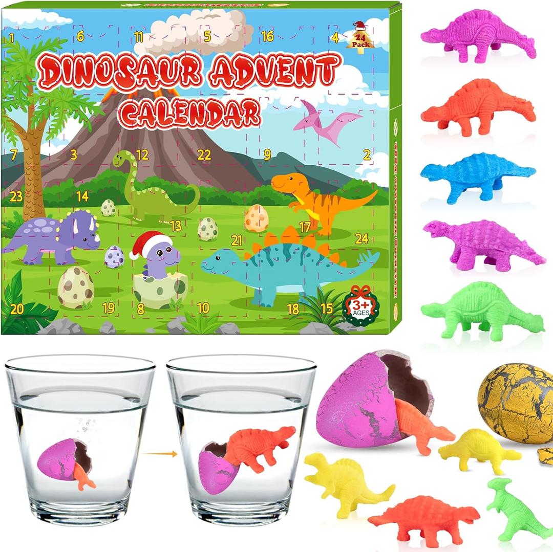 Kids Dinosaur Advent Calendar 2025, 24 Days Christmas Countdown Advent Calendar Novelty Dino Toys, Ideal Xmas Surprise Gifts for Boys Girls Teens Age 3 4 5 6