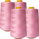 AK Trading 4-Pack Pink All Purpose Sewing Thread Cones (6000 Yards Each) of High Tensile Polyester Thread Spools for Sewing, Quilting, Serger Machines, Overlock, Merrow & Hand Embroidery