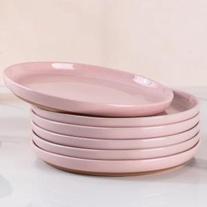 AmorArc Ceramic Appetizer Plates Set of 6, 8.25 Inch Handmade Stoneware Plates set for Dessert, Salad, Appetizer, Dinner, Microwave & Dishwasher Safe, Scratch Resistant-Cloud Pink