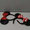 YUNISS 2 PCS Mouse Ears, Shiny Red Sequin Bow Mouse Ears Headbands for Adult Women Girls Christmas Birthday Party (Red&dot bow)