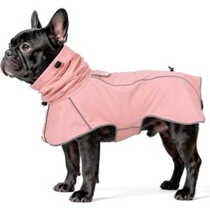 Reflective Dog Raincoat, Windproof & Waterproof Dog Rain Jacket, Adjustable Hooded Pet Poncho with Leash Hole for Dogs (Pink, Medium)