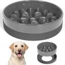 Sted Ceramic Slow Feeder Dog Bowl for Medium Large Breed, Puzzle Dog Food Bowl with Silicone Base, Maze Grey (Large-9.5 inches)