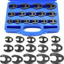 15pc Crowfoot Wrench Set 1/2 & 3/8 Drive Tool, Metric Crows Foot Wrench Kit 8mm-24mm