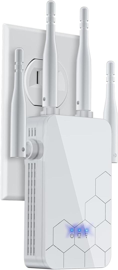 WiFi Extender Internet Booster, 10000 Sq.ft Long Range Repeater Wireless Routers Amplifier, Support More Network Devices at Home, Mesh WiFi 80% Faster, Broader Than Ever, 1 Tap Setup