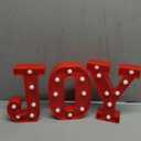 LED Lighted Joy Sign - Red Christmas Joy Letters Table or Wall Decoration, Indoor Holiday Joy Marquee Light Up Sign for Xmas Party Home Fireplace Decor, Battery Operated - 8.5 Inch