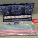 American Mahjong Game Set, 166 Quality White Tiles, 4 All-in-One Color Rack/Pushers, Mahjong Tile Set with Blue Printed Carrying Bag, 9 Inches X 20 Inches X 3 Inches
