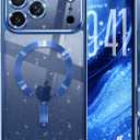 Glitter for iPhone 17 Pro Case with Eye-catching Integrated Lens Protection, [Sparkly Bling Back Panel] [Seamless Work with Magsafe] Cute Women Girly Magnetic Phone Case for iPhone 17 Pro 6.3" Blue