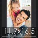 A3 11.7x16.5 Frame with Mat - Black 15x20 Frame Wood Made to Display Print or Poster Measuring 11.7 x 16.5 Inches with Black Photo Mat