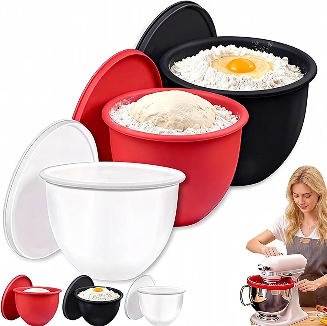 Silicone Liners for KitchenAid 5 Qt Tilt-Head Stand Mixer, Odourless,Thicker, Cold/Heat-Resistant & Non-Stick, Easy Clean, Fits 5 Quart Mixing Bowl (3 PCS)
