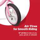 Radio Flyer Air Ride Balance Bike, Pink, for Kids Ages 1.5-5, Pedal Free for Quick Learning, Rubber Air Tires, Adjustable Seat, Foot Rest, Ringing Bell, Kid & Toddler Balance Bikes 