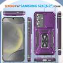 Case for S24 Case S24 Phone Case with Kick Stand Ring, with Camera Cover, fit Magnetic Car Mount, for Samsung Galaxy S24 (Purple)