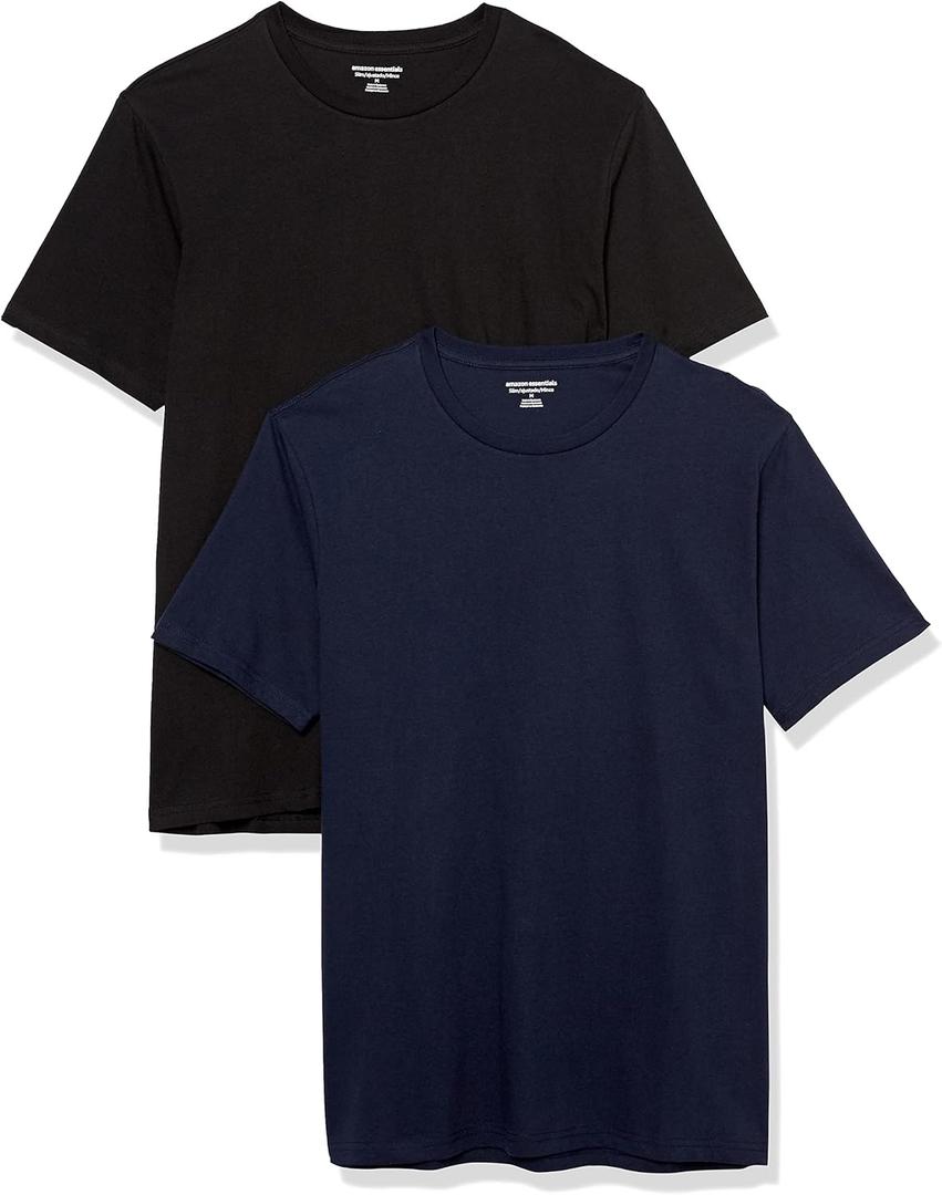 Men's Short-Sleeve V-Neck T-Shirts, Pack of 2, Black/ Navy, X-Small