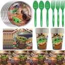 Baby Yoda Party Tableware Birthday Decoration Party Supplies Baby Yoda Theme Party Tableware Birthday Plates Cup Table Decoration 190 PCs