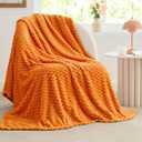 BEDELITE Fall Throw Blanket for Couch & Bed - 3D Jacquard Decorative Orange Blankets, Soft and Cozy Warm Plush Fluffy Fleece Blanket, 50x60Inches