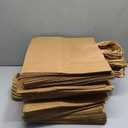 Bakepacker 100-Pack Wide Large Size Paper Bags With Handles Bulk 12.6"x4.3"x10" Brown Party Kraft Shopping Bags