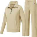YSENTO Women's Jogging Suits Outfits 2 Pieces Travel Clothes Tracksuits Sweat Suits Lounge Sets Matching Set (Large, Grey Coffee)