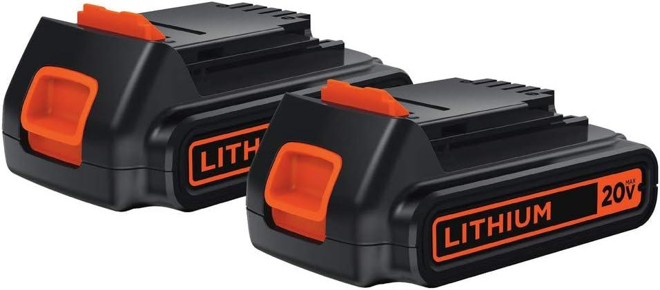 BLACK+DECKER 20V MAX POWERCONNECT 1.5 Ah Lithium Ion Battery, 2 Pack (LBXR20-OPE2)
