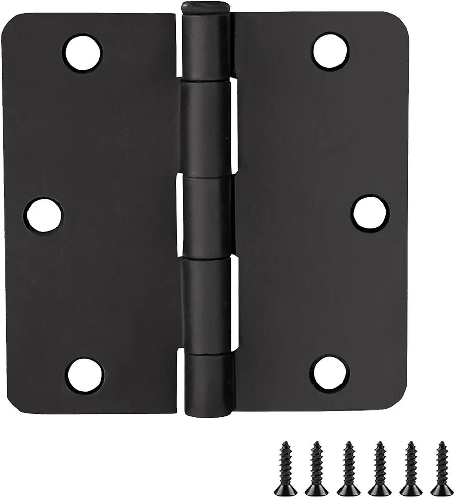 Design House 10-Pack 3.5-Inch x 3.5-Inch Interior Door Hinges with 1/4-Inch Radius, Matte Black, Heavy Duty Steel Construction, Left- or Right-Handed – Design House, 188896