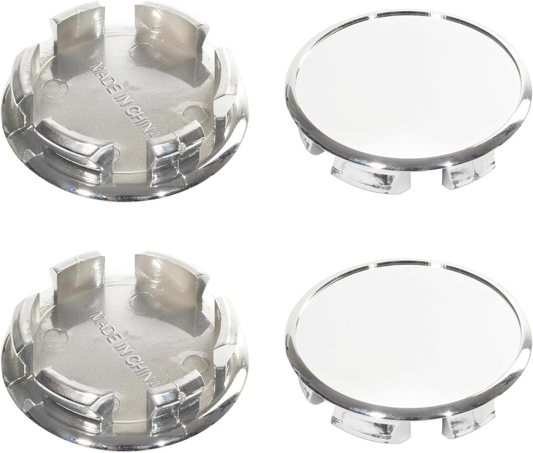 4Pcs Open End Plus Plug Center Caps for EZ Lube Outer 56.5mm(2.22in) Inner 47.4mm(1.87in) Chrome Plastic Hub Caps