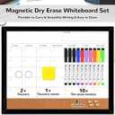 ABERLLS Monthly Calendar Dry Erase Board for Wall, 17''x13'' Whiteboard with Black Wood Framed, Magnetic White Boards, 2in1 White Board Cork Board Combo