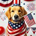 5 x Welcome 4th of July Golden Retriever Dog Patriotic Garden Flag America USA Pet Yard Outside Decoration American Flag Outdoor Small Home Decor Double Sided 12 x 18