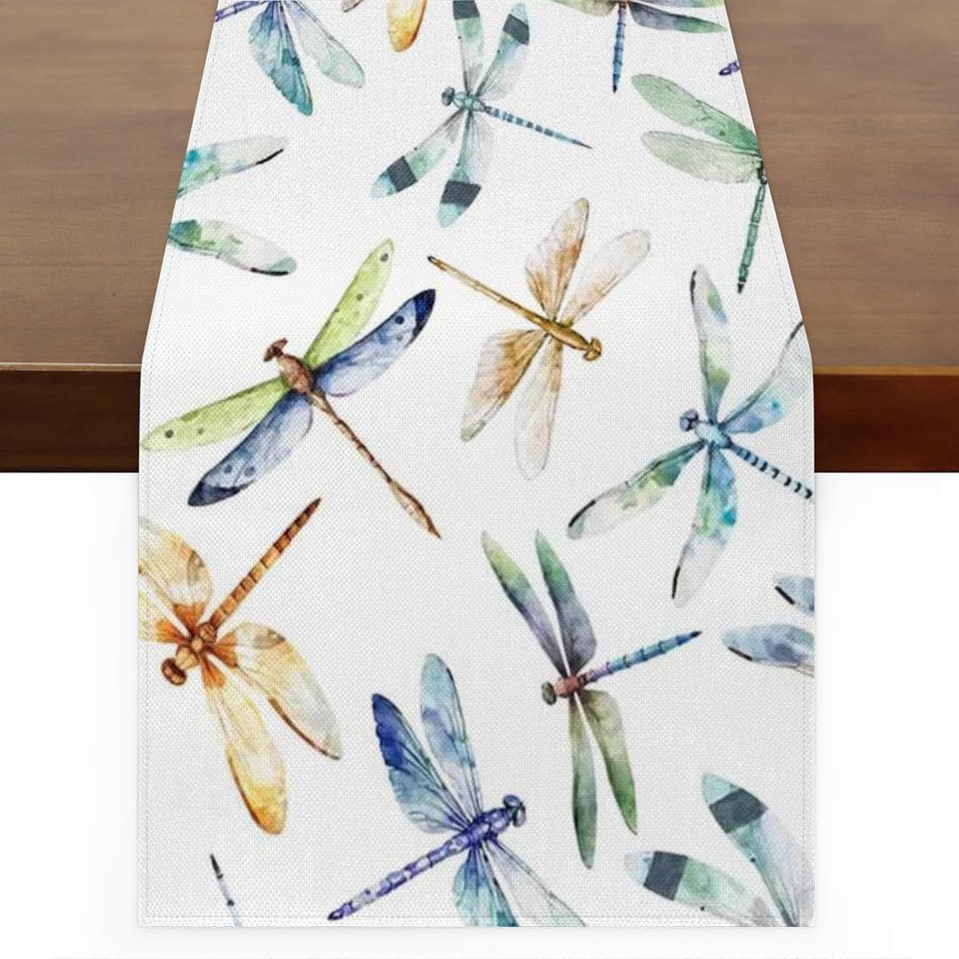 Horaldaily Spring Tablecloth 90 x 90 Inch Round Purple Wisteria Dragonfly