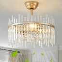 20" Gold Crystal Fandelier Ceiling Fan with Light, Gold Crystal Chandelier Ceiling Fan with Light Remote Control, 6 Speeds for Bedroom, Nursery, Living Room, 19.69*11.02*19.69
