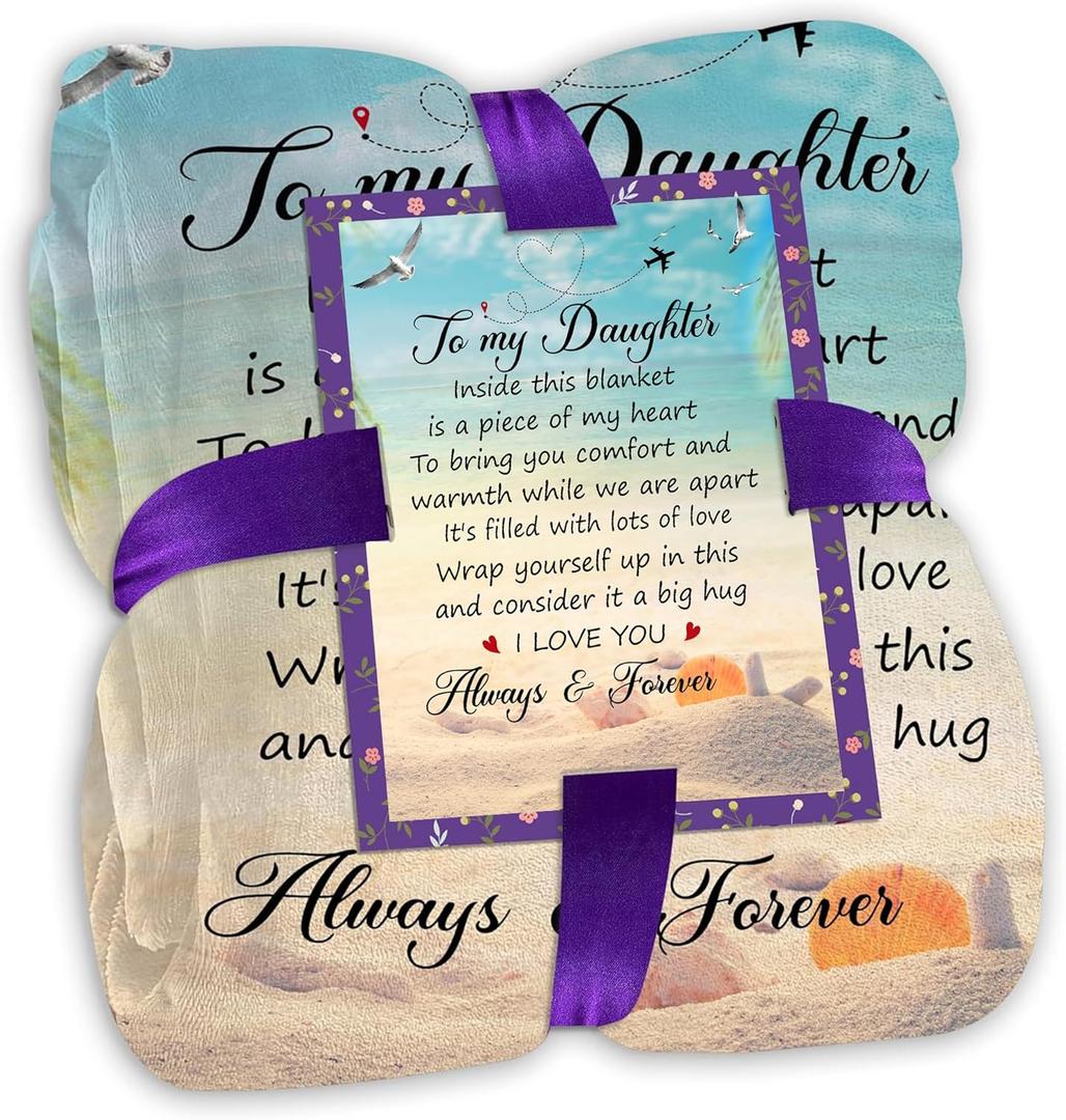 Fastpeace Daughter Gifts from Mom and Dad  to My Daughter Blanket, Thoughtful Christmas, Birthday, or Graduation Gift, Best Gift Idea for Her, Soft and Cozy Throw Blanket 50x60 Inches