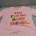 Ykomow You Can Do Hard Things Teacher T Shirt Womens Let it Be Live Happy Happiness Graphic Tees (Pink, L)
