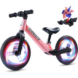 EagleStone Colorful Lighting Toddler Balance Bike 3 Year Old,Lightweight Bike for 2 Year Old Boys Girls with Inflatable Tires and Adjustable Seat, Birthday Gift,Pink