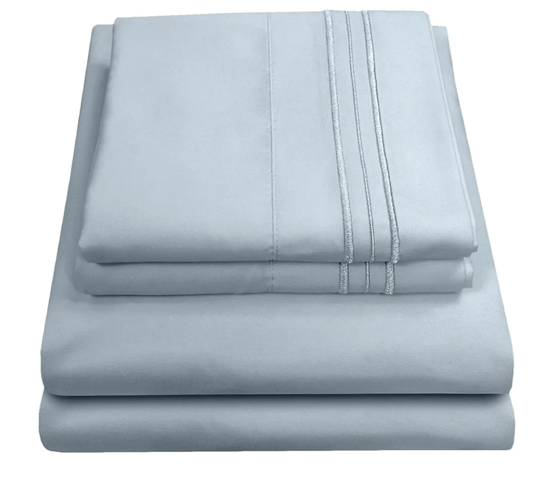 Queen Size Pillow Sheets - Breathable Luxury Sheets - Misty Blue