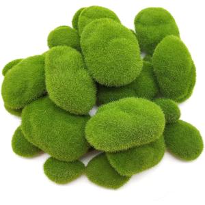 YOOHUA 30PCS 3 Size Artificial Moss Rocks Decorative, Green Moss Balls,Moss Stones, Green Moss Covered Stones, Fake Moss Decor for Floral Arrangements, Fairy Gardens and Crafting