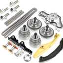 BHB Engine Timing Chain Kit with VVT Cam Phaser & 4p Solenoid Compatible with Ford F-150 F150 Edge Explorer Taurus Police Flex Lincoln MKS MKZ MKX 3.5 3.7 L 2011-2019 Replace For 90738S AT4Z6M280A