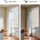 AOSKY Cordless Zebra Blinds for Windows Pull Down Roller Window Shades Dual Layer Light Filtering Privacy for Day and Night, Free-Stop Door Shades for Home Easy to Install (35.5" W X 72" HWhite)