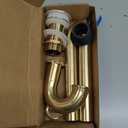 Brass P Trap with Bathroom Sink Stopper : 1-1/4 Sink Drain Bottle Trap Set No Overflow - Adjustable Height, Brushed Gold - Complete Basin Sink Plumbing Kit for Pipe Replacement