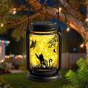 Cat Solar Lanterns, Outdoor Hanging Solar Lantern with Stake, Birthday Gifts for Mom, Grandma, Women Cat Lovers, Black Cat Butterfly Mason Jar Waterproof Lights for Yard Lawn Garden Decor (1 Pack - Cat)